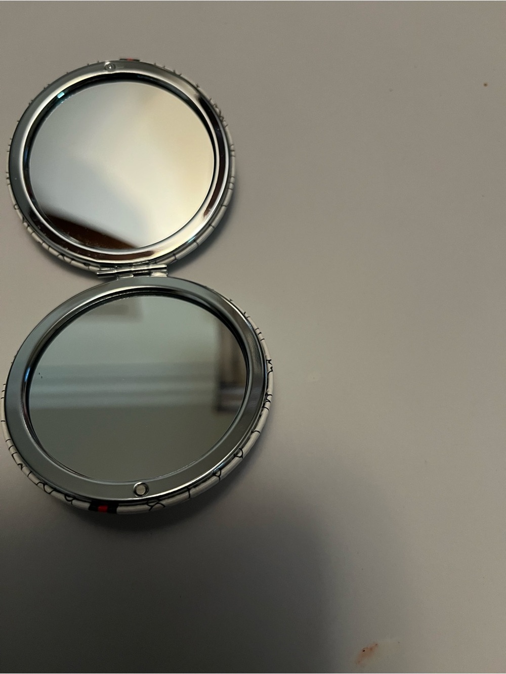 Floral Striped Compact Mirror - White with Red & Green Accents - Picture 2 of 3